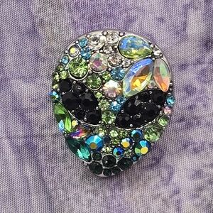 Colorful Rhinestone Alien Brooch